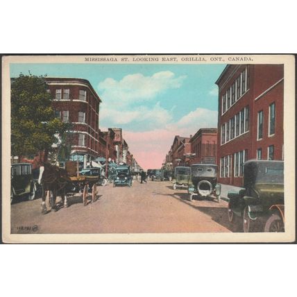Mississaga Street, Orillia, Ontario, c.1920 - Valentine-Black Postcard