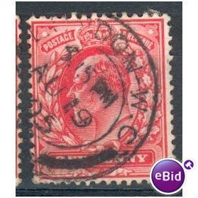 GB stamps 1902-10 KEV11 - 1d SG219 London 66