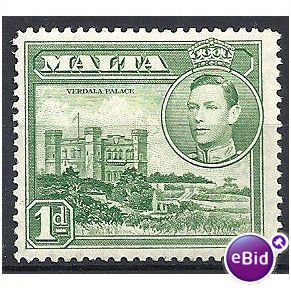 Malta 1938 SG219a 1d Green Mounted Mint.. .