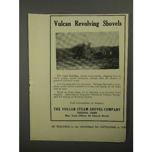 1911 Vulcan Steam Shovel Company Ad - Revolving Shovels