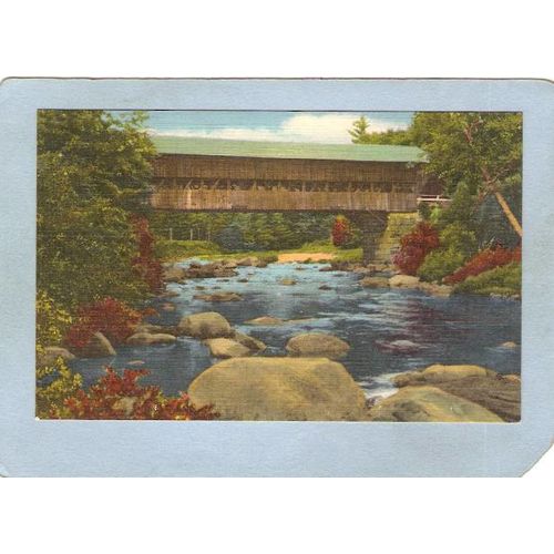 NH Jackson Covered Bridge Postcard Bridge Over Ellis River World Guide Num~365