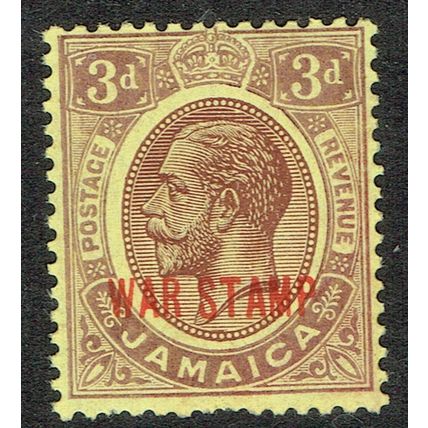 Jamaica 1919 War Stamp 3d Purple on Yellow SG77 UM