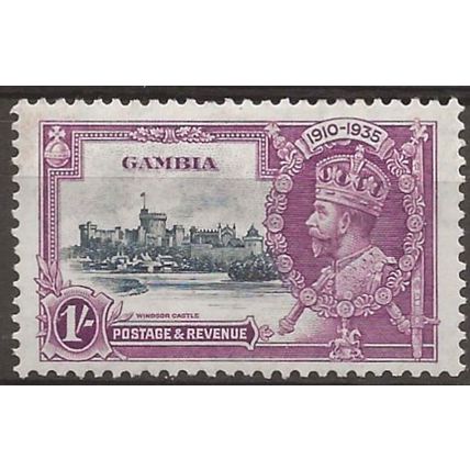Gambia 1935 SG146 1/- Slate & Purple Silver Jubilee Mounted Mint