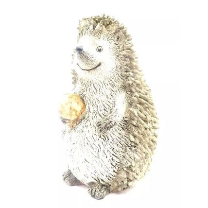 Happy Hedgehog Figurine Ornament Holding a Mushroom 10 CM Gift Christmas