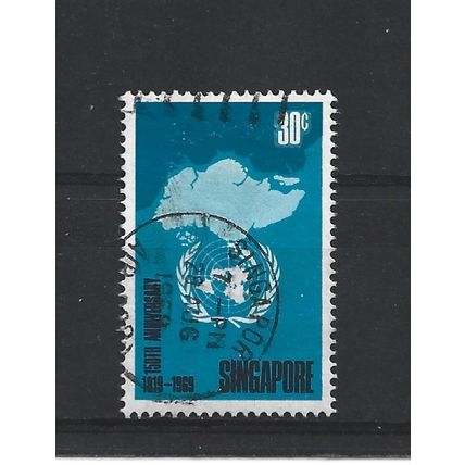 Singapore.SG122 30c U.N. emblem and outline of Singapore.Fine Used.Jun25