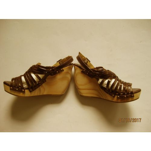 New Bed Stu Womens Esther Brown Leather Wedge Heels Size 8.5 M