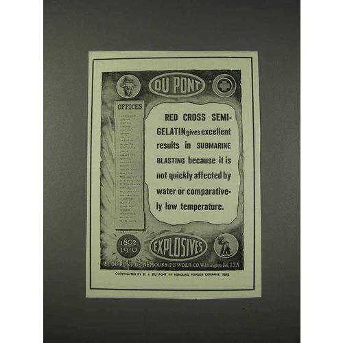 1910 Du Pont Red Cross Semi-Gelatin Ad - Submarine