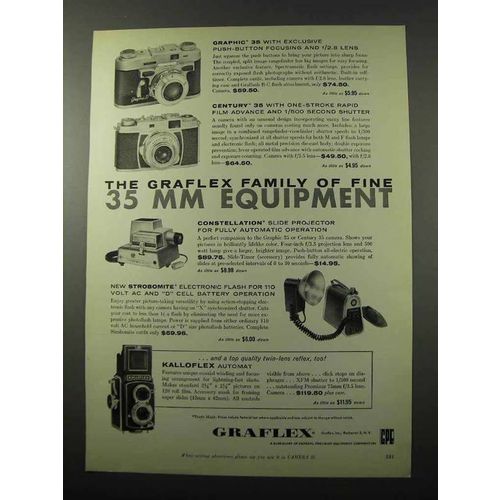 1958 Graflex Camea Ad - Graphic, Century 35, Kalloflex