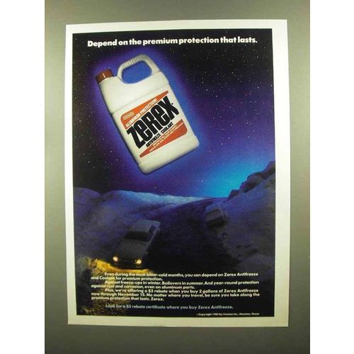 1982 Zerex Antifreeze Ad - Premium Protection Lasts