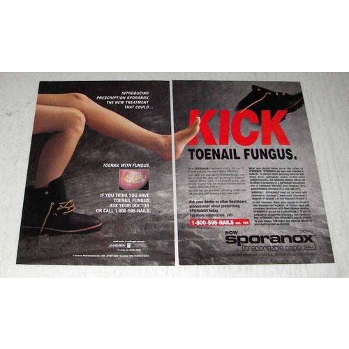 1996 2-page Janssen Sporanox Ad - Kick Toenail Fungus