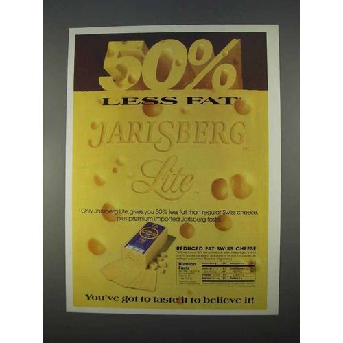 1996 Jarlsberg Lite Cheese Ad - 50% Less Fat