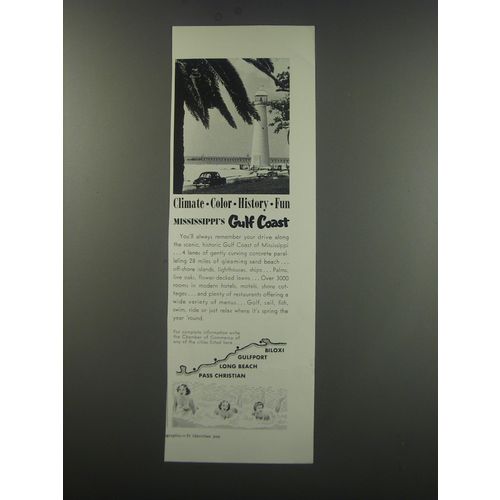 1957 Mississippi Gulf Coast Ad - Climate Color History Fun Mississippi's Gulf
