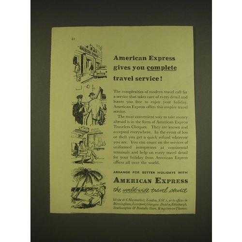 1955 American Express Ad - American Express gives you complete travel service