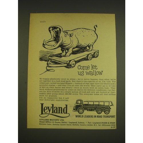 1963 Leyland Hippos Trucks Ad - Come let us wallow