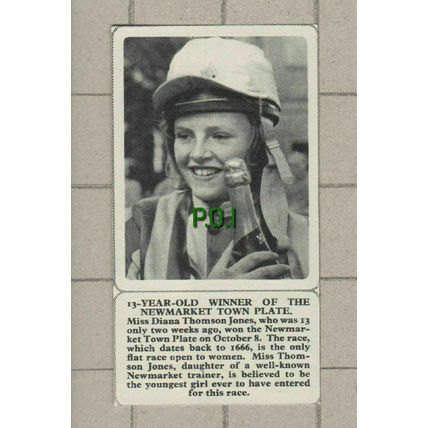 (5439) Miss Diana Thomson Jones Newmarket Town Plate Winner - 1964 SMALL Clip