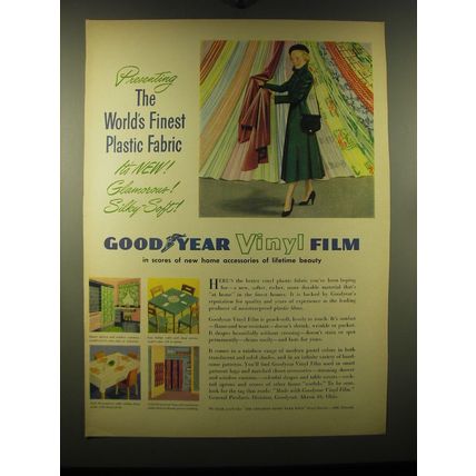 1948 Goodyear Vinyl Film Ad - Presenting the world's finest plastic fabric