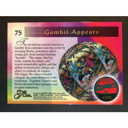 Marvel Flair '94 trading card #75 Gambit, excellent condition!