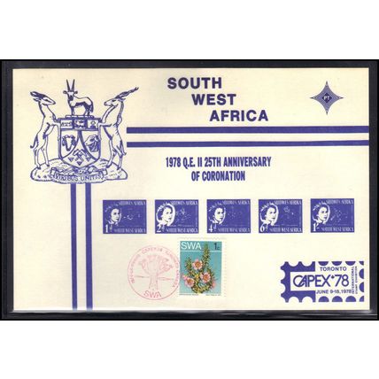 Card South West Africa Stamp 25th Coronation CAPEX '78 Box0166