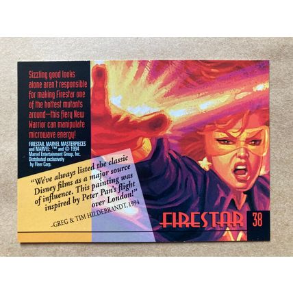 Marvel Masterpieces 1994 Base trading Card # 38 Firestar (B) Fleer