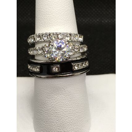 Rings Set His and Her Ring Band 3 pc Wedding Engagement Set #43 USA Seller