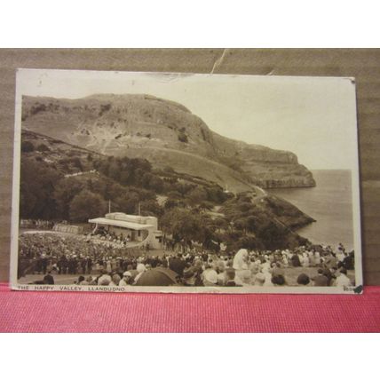 THE HAPPY VALLEY, LLANDUDNO. used vintage postcard by J. Salmon 1936 pm =