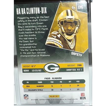 2014 Panini Certified HA HA CLINTON-DIX (Packers) Red Rookie Card #125 179/249
