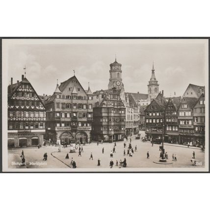 Marktplatz, Stuttgart, c.1930 - Boettcher Foto-AK