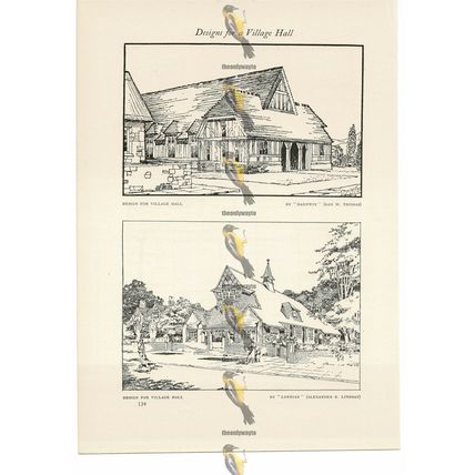 Designs for Village Hall, DW Thomas & AR Lindsay, Book Illustration, c1910