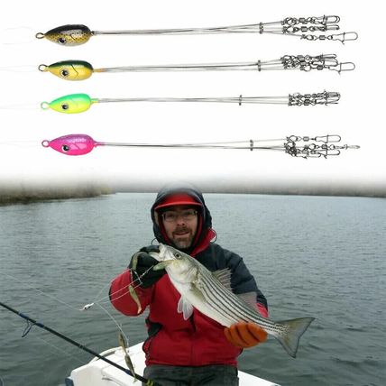 5Pcs 5 Arms Umbrella Rigs Fishing Bass Lures Bait Swivels Hooks Kit UK Seller