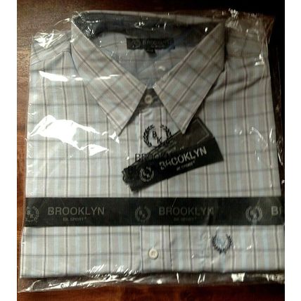 BROOKLYN GREY CHECKED S/S SHIRT 3XL £29.99 BNWT