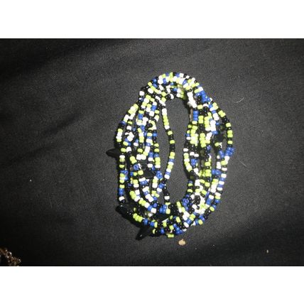 10 elasticated blue green black anklet bracelet