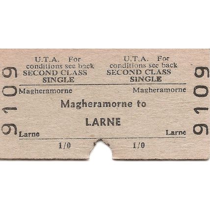 U.T.A. Edmondson Ticket - Magheramorne to Larne