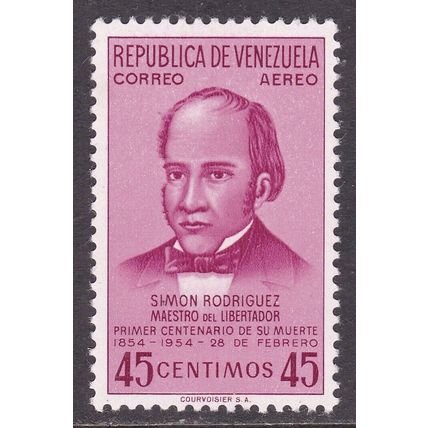 Venezuela 1954 Simon Rodriguez 45c Mint Never Hung SG 1357 VGC
