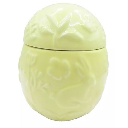 Yellow Egg Shaped Ceramic Candle Spring Blossom Scented Candle Easter Bunny