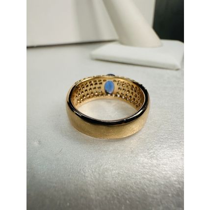Bomb Party Sz7 Revealed BP Ring Fashion Jewelry RBP Blue Oval Yellow Gold Pl