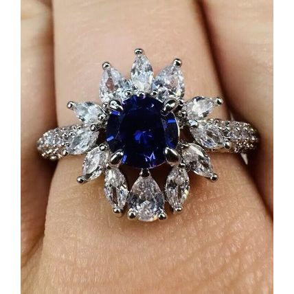Ring Bomb Party Sz10 RBP Flower Radiant Violet Gem Rhodium Pl Costume Jewelry