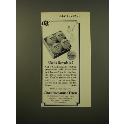 1961 Abercrombie & Fitch Tretorn Tennis Balls Advertisement - Unbelievable!
