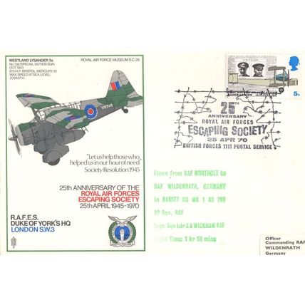 RAF Escaping Society Flown To Rotterdam Wildenrath Germany 1970 FDC