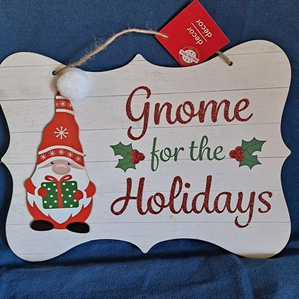 New CHRISTMAS WALL HANGING "Gnome For The Holidays" Holiday Decor MDF