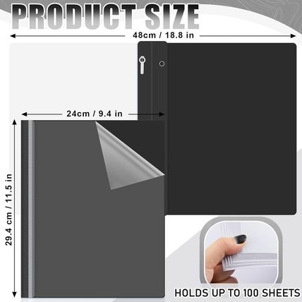 Teling 48 Pcs Clear Front Report Covers with Prongs Plastic Presentation Folders