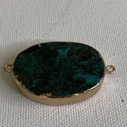 Chrysocolla Malachite Gold Dipped Connector Bead Double Sided Jewelry Making 1.5