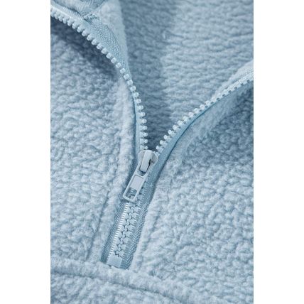 Myosotis Collared Zipper Drop Shoulder Fleece Sweatshirt