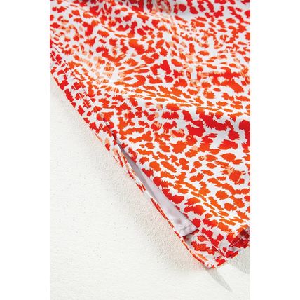 Tomato Red Leopard Print Long Sleeve Hollowed Back Split Mini Dress