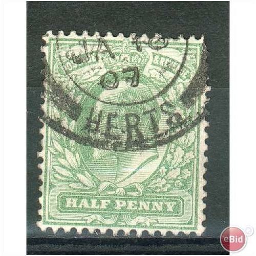 GB stamps 1902-10 KEV11 - 1/2d SG215 Herts cancel 2