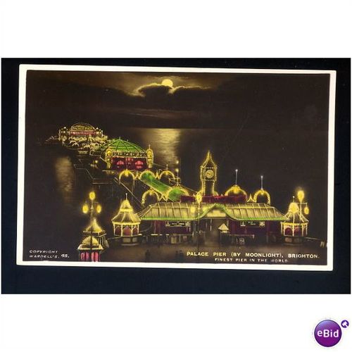 Sussex BRIGHTON Palace Pier Moonlight Postcard by Wardell (45)