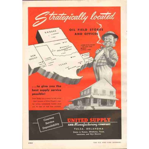 united supply mfg company 1951 gas oil drilling equipment vintage ad