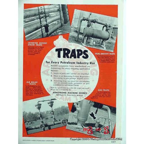 armstrong machine works 1951 oil petroleum industry traps vintage ad