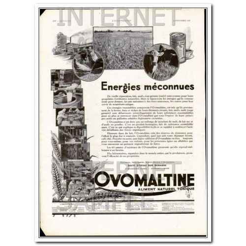 OVOMALTINE 1930 French Ovaltine natural tonic regenerative vintage ad