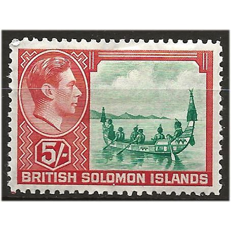 Solomon Isalnds 1938 SG71 5/- Emerald-Green & Scarlet Mounted Mint .. ..