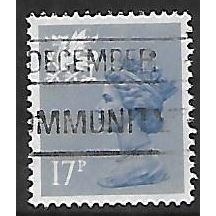 SG W44: 17p. grey-blue Wales Regional Stamp, Elizabeth II, type I